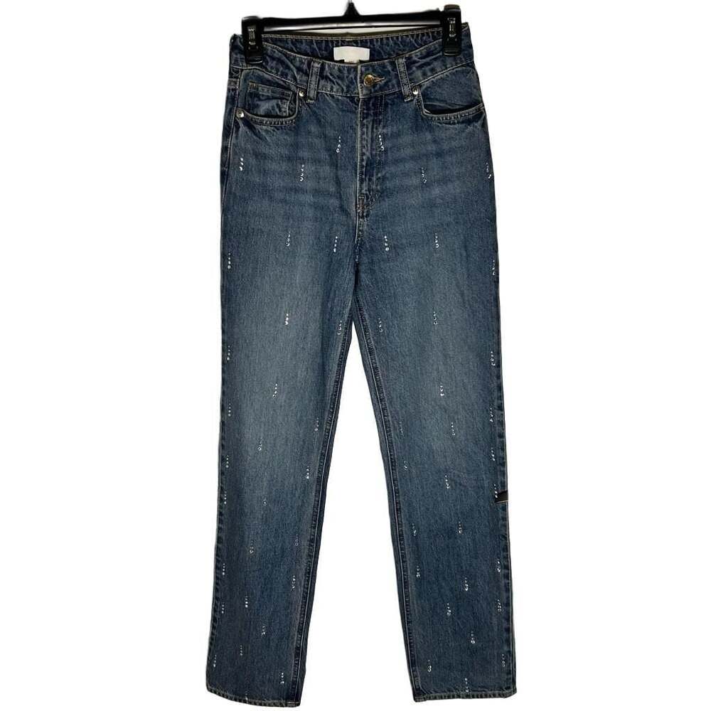 H&M Rhinestone Embellished Straight Leg Jeans Size US 2